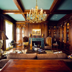 Custom Living Room with Coffered Ceiling and Built-Ins