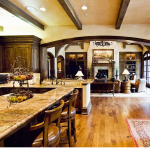 Custom Cabinetry, Beams and Wood Arch